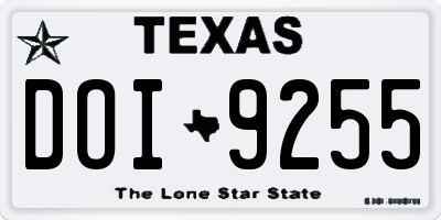 TX license plate DOI9255
