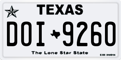 TX license plate DOI9260