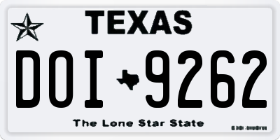 TX license plate DOI9262