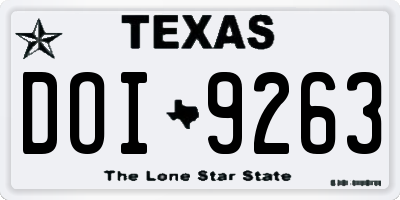 TX license plate DOI9263