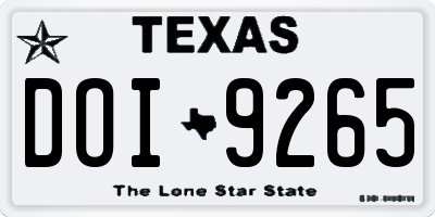 TX license plate DOI9265