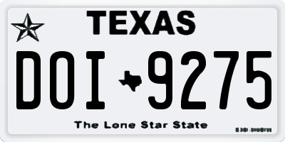 TX license plate DOI9275
