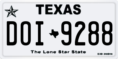 TX license plate DOI9288