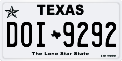 TX license plate DOI9292