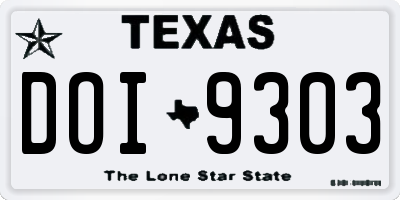 TX license plate DOI9303
