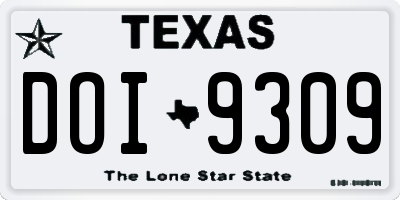 TX license plate DOI9309
