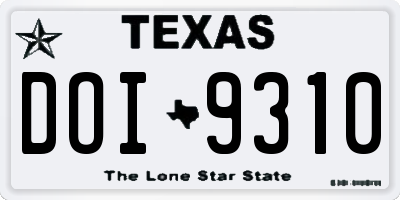 TX license plate DOI9310