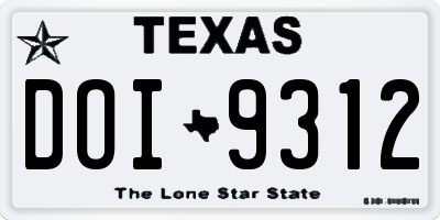 TX license plate DOI9312