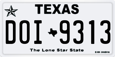 TX license plate DOI9313