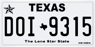 TX license plate DOI9315