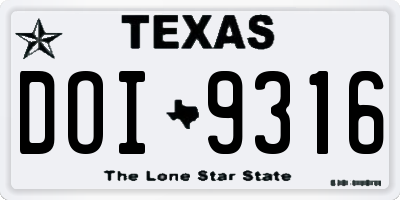 TX license plate DOI9316