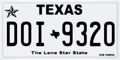 TX license plate DOI9320