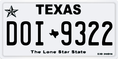 TX license plate DOI9322