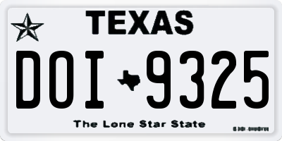 TX license plate DOI9325