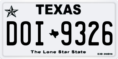 TX license plate DOI9326