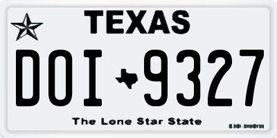 TX license plate DOI9327