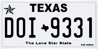 TX license plate DOI9331