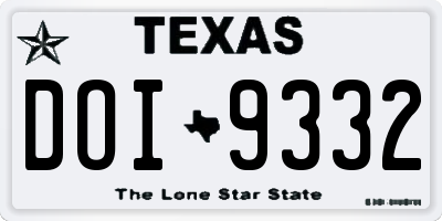 TX license plate DOI9332