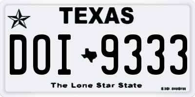 TX license plate DOI9333