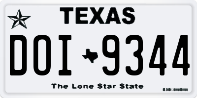 TX license plate DOI9344