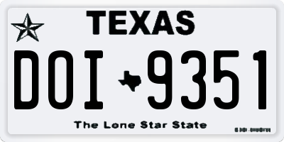 TX license plate DOI9351