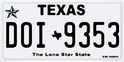 TX license plate DOI9353