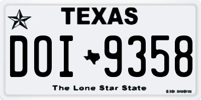 TX license plate DOI9358