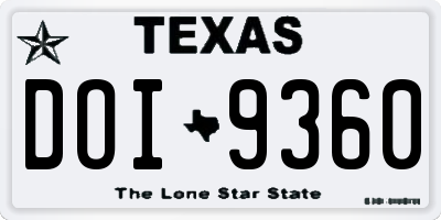 TX license plate DOI9360