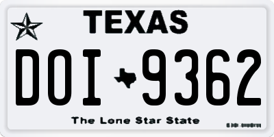 TX license plate DOI9362
