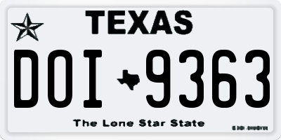 TX license plate DOI9363