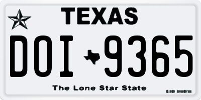 TX license plate DOI9365