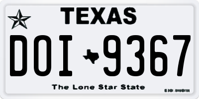 TX license plate DOI9367