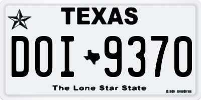 TX license plate DOI9370