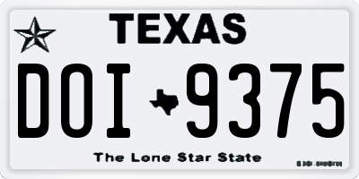 TX license plate DOI9375