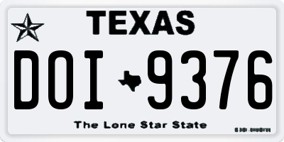 TX license plate DOI9376