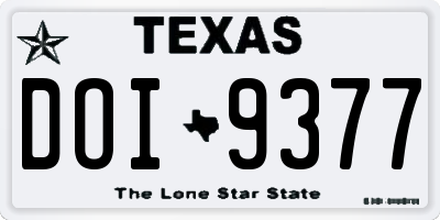 TX license plate DOI9377