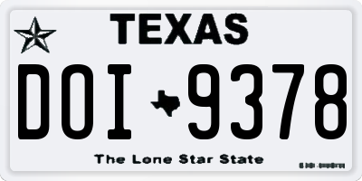 TX license plate DOI9378