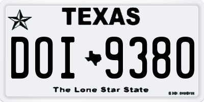 TX license plate DOI9380