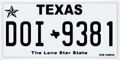 TX license plate DOI9381