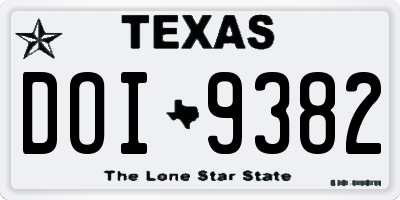 TX license plate DOI9382