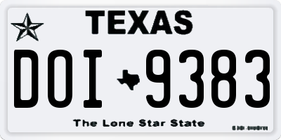 TX license plate DOI9383