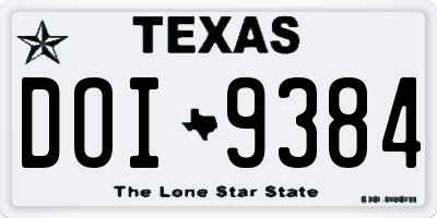 TX license plate DOI9384