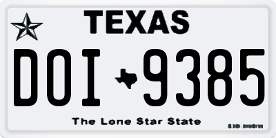 TX license plate DOI9385