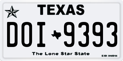 TX license plate DOI9393