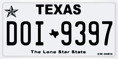 TX license plate DOI9397