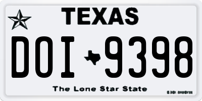 TX license plate DOI9398
