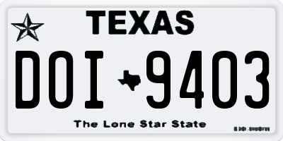 TX license plate DOI9403