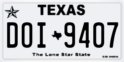 TX license plate DOI9407