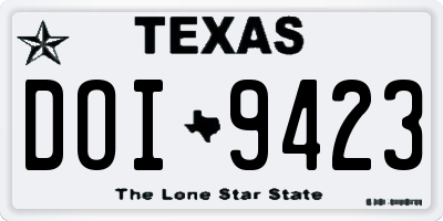 TX license plate DOI9423