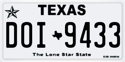 TX license plate DOI9433